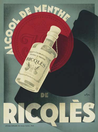 SEPO (SEVERO POZZATI 1895-1983) ALCOOL DE MENTHE RICQLES. 1929. 60x44 inches. Dorland, Paris.